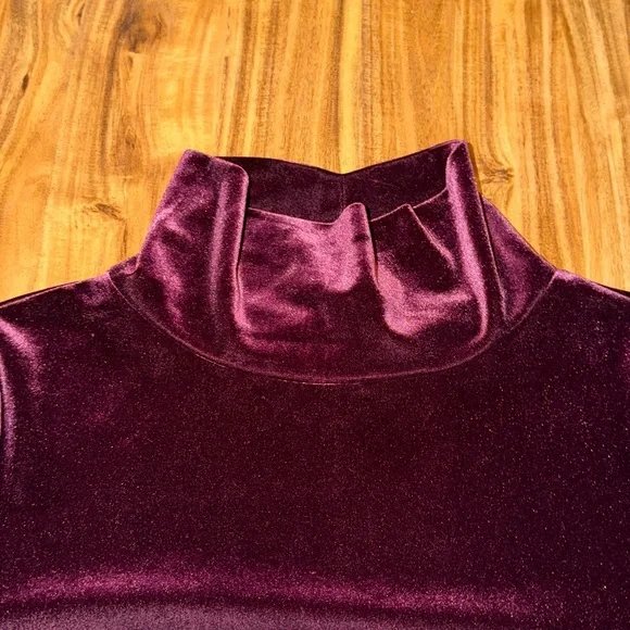 Jones New York 8 medium dress purple Velvet Turtleneck long sleeve knee stretch - Picture 3 of 7